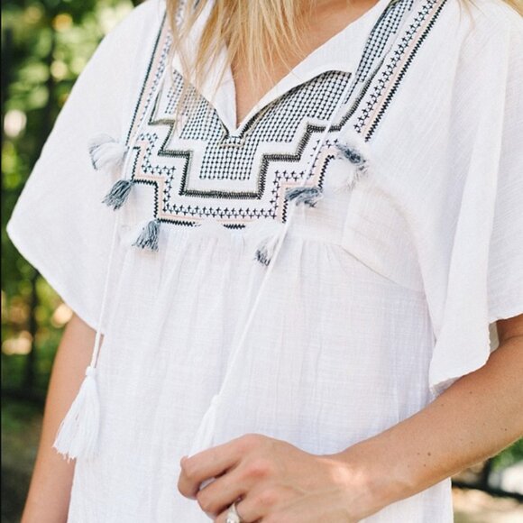 J. Crew Embroidered Tassel Beach Tunic - Picture 2 of 5